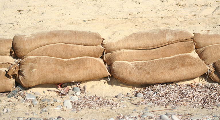 Clipped sand bags